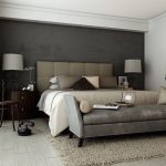 Dormitor in decor alb, gri si taupe